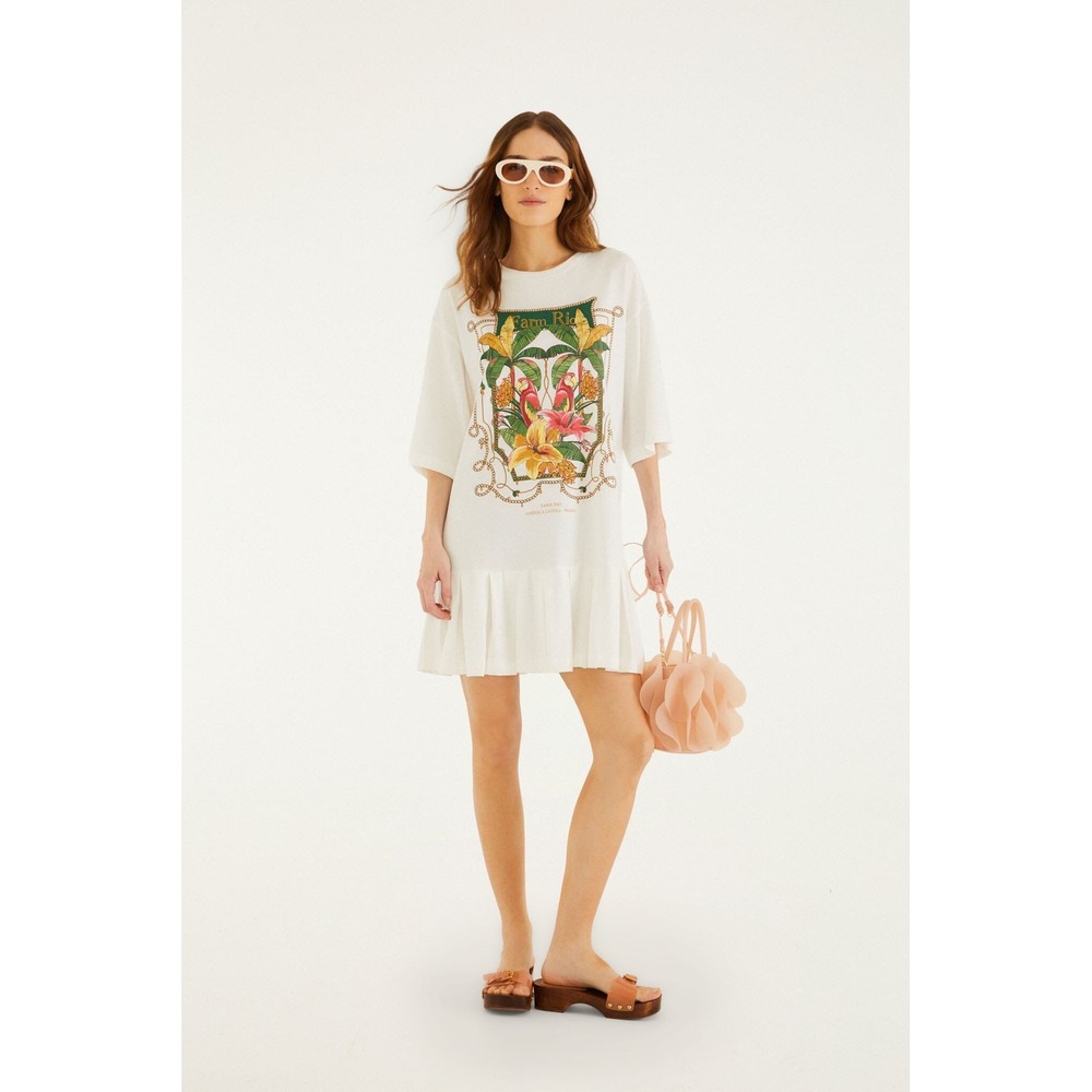 Farm Rio Tropical Royalty Mini Dress Off-White XL New With Tags